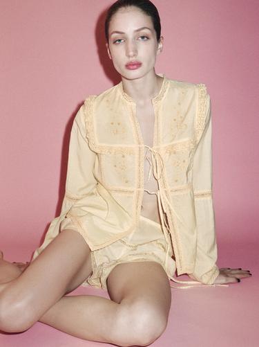 LIMITED EDITION LACE EMBROIDERED BLOUSE - Yellow by Zara - Image 2