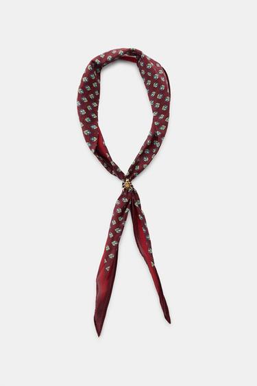 BANDANA ESTAMPADA CON SEDA ARAÑA - Burgundy de Zara - Imagen 0
