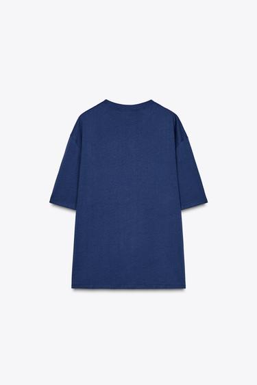 T-SHIRT OVERSIZE À INSCRIPTION - Bleu chiné de Zara - Image 4