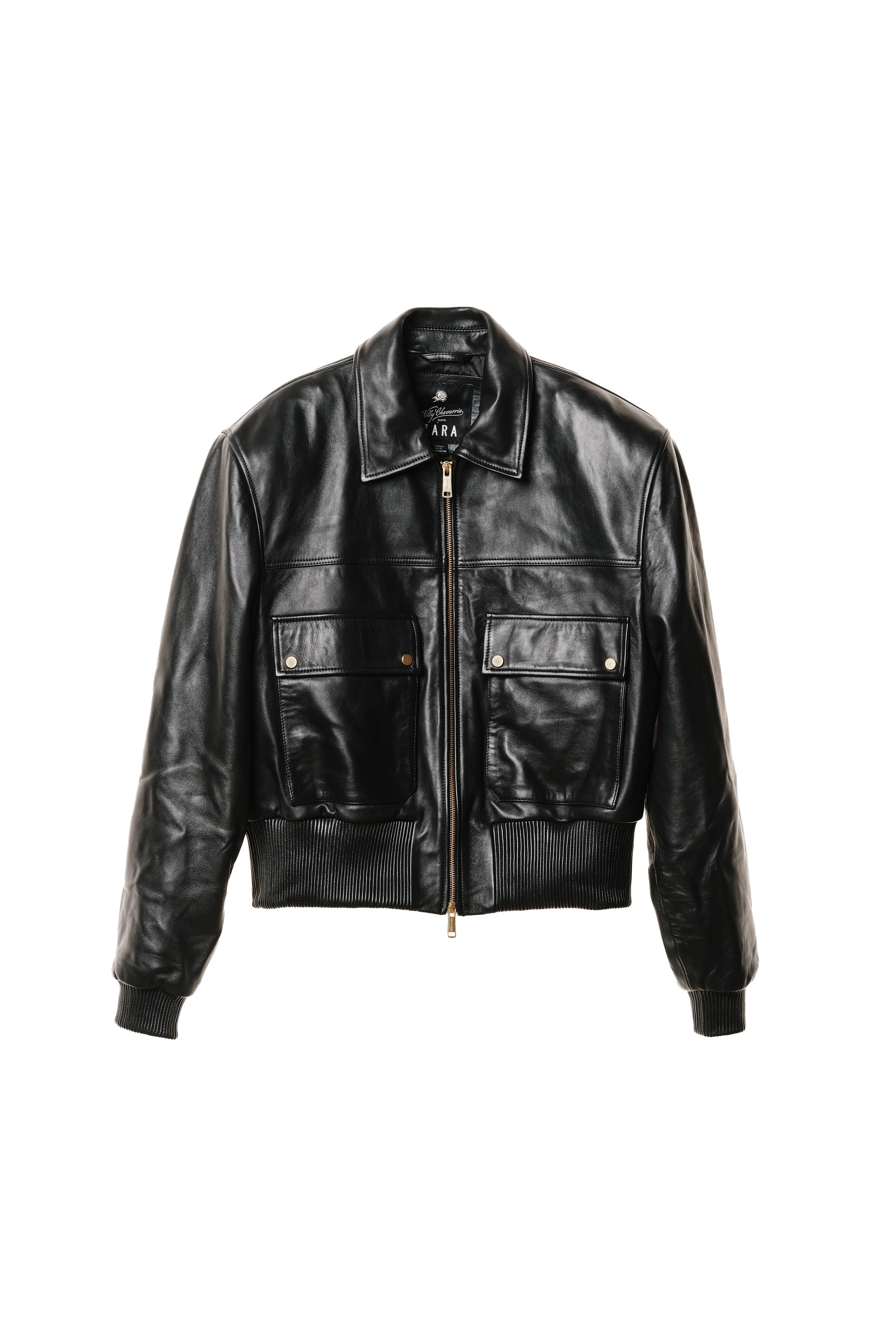 CROPPED FIT NAPPA LEATHER JACKET WILLY CHAVARRIA X ZARA - Black