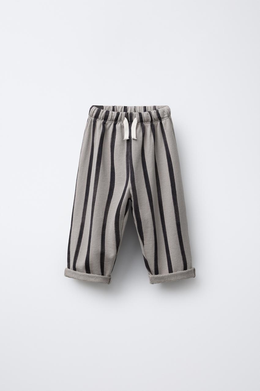 GESTREEPTE BAGGY BROEK VAN VELOURS