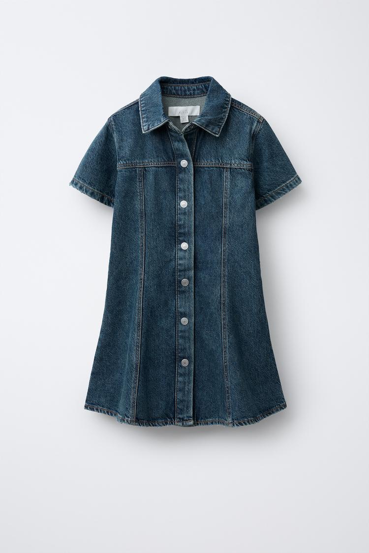 Denim Shirt Dress With Short Sleeve Denim Dress Zara Jacket Zara