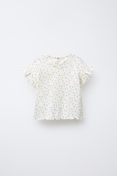 T-SHIRT IMPRIMÉ FLEURS - Écru clair de Zara - Image 1