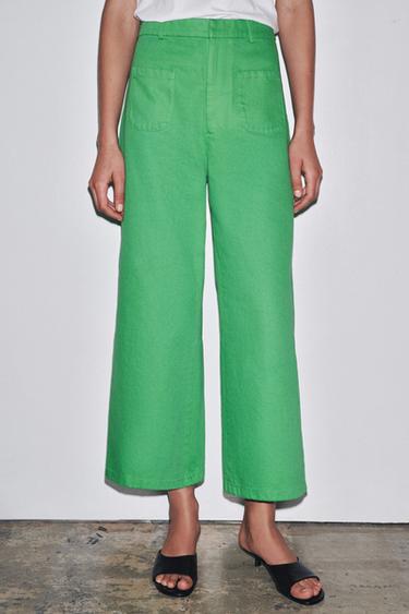 LIMITED EDITION HIGH-WAIST TROUSERS - Green by Zara - Image 1