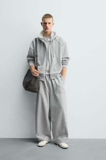 BOXY FIT HOODIE WITH ZIP - Grey marl by Zara