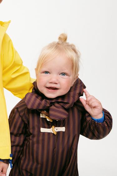 Zara ZARA TIMELESS - STRIPED NYLON JUMPSUIT WITH DETACHABLE HOOD - Caramel