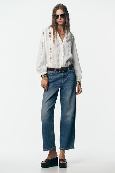 بلوزة بلوميتي بدانتيلات مدخلة - أبيض by Zara - Image 0