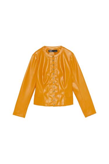 BUTTONED FAUX LEATHER JACKET