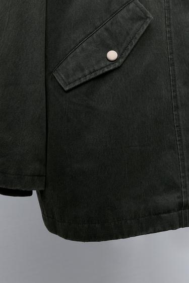 LONG WAXED JACKET - Mid-green by Zara - Image 6