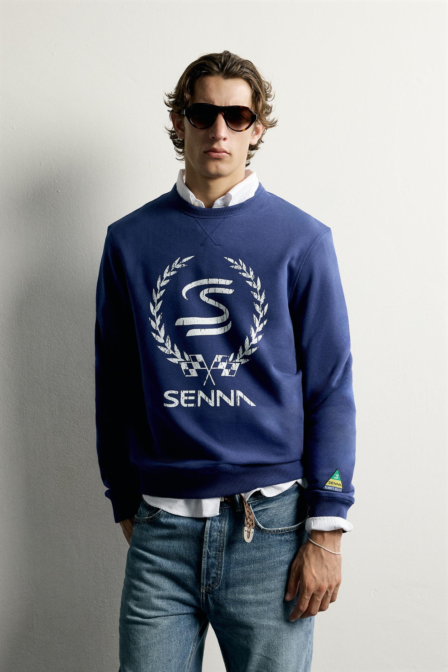 Мужская толстовка Zara Ayrton Senna © Senna Brands Graphic, цвет: Голубоватый — фото 2