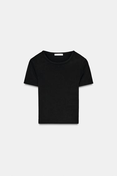 TRIM T-SHIRT - Black by Zara