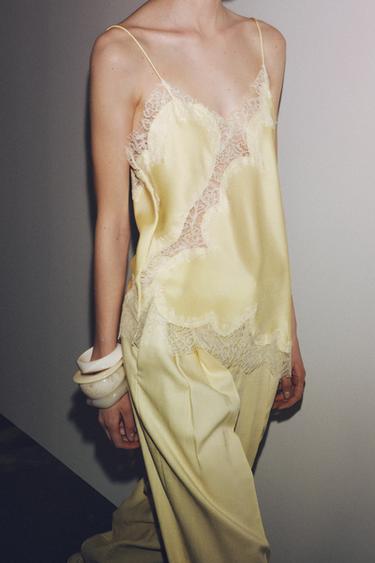 ZW COLLECTION LACE CAMISOLE TOP - Yellow by Zara - Image 3