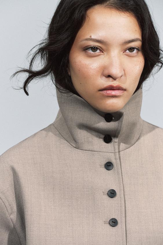 VESTE AVEC LAINE ZW COLLECTION - Gris clair de Zara - Image 3