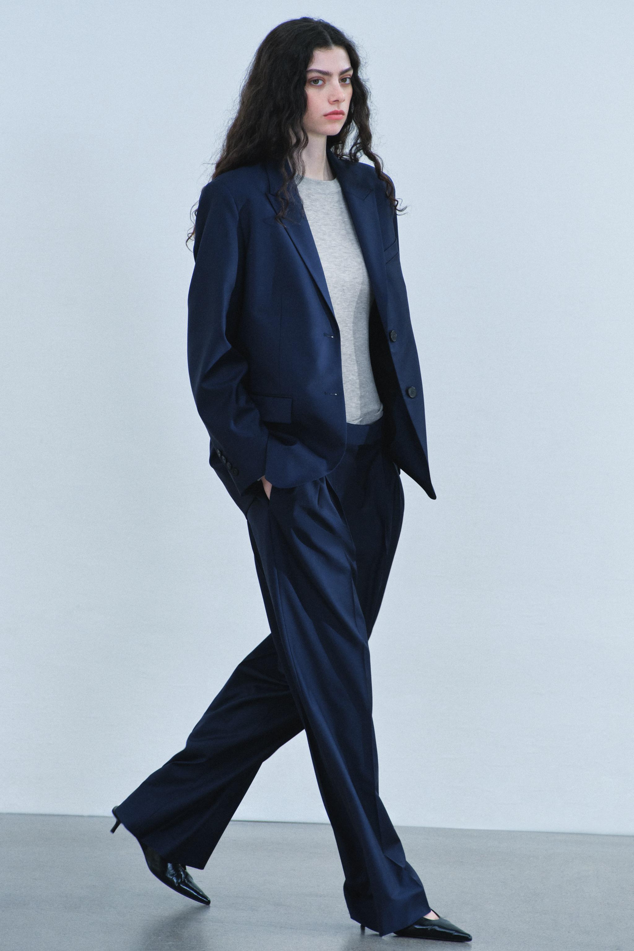 ZW COLLECTION WOOL-BLEND STRAIGHT-FIT BLAZER