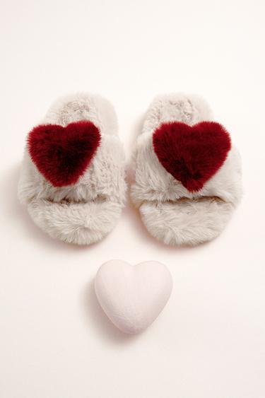 HEART SLIPPERS - Ecru White by Zara
