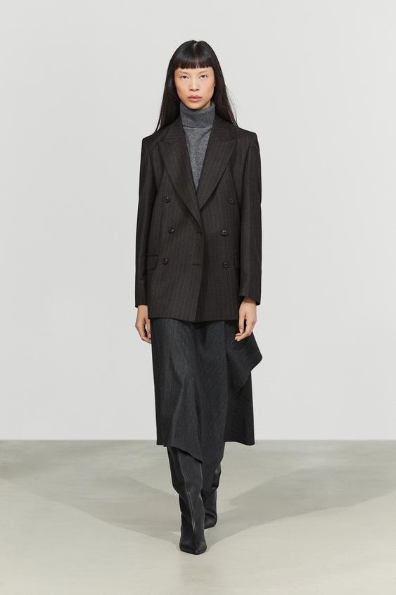 Zara Pinstripe suit blazer - Tortoise shell - Image 0