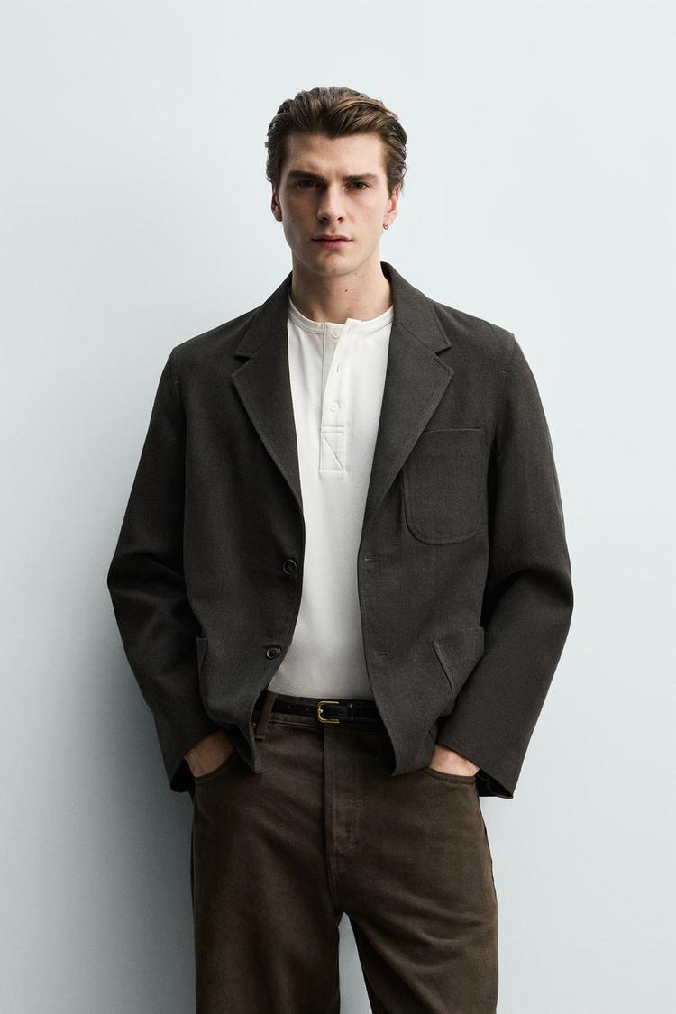 ZARA REGULAR FIT COTTON-WOOL BLAZER