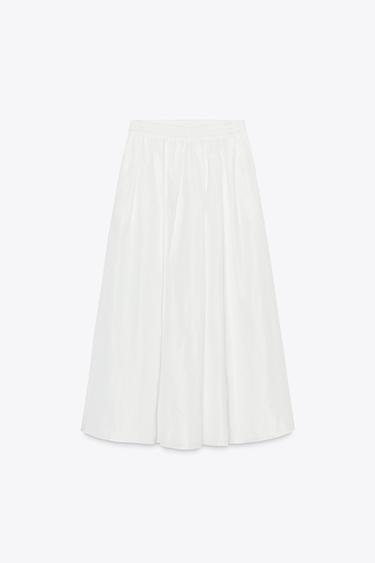 Zara ZW COLLECTION MIDI SKIRT - White