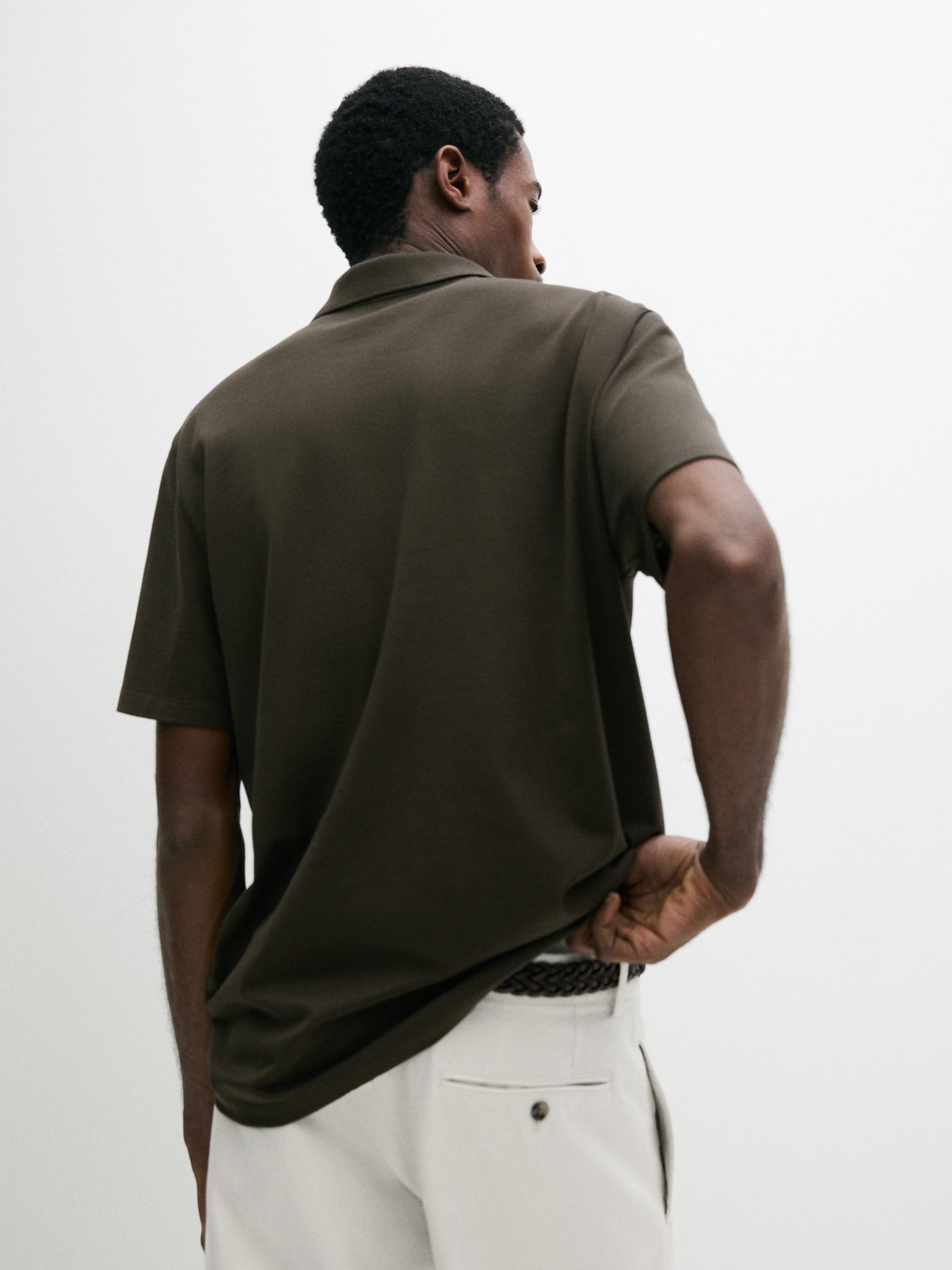 Cotton V-neck polo shirt