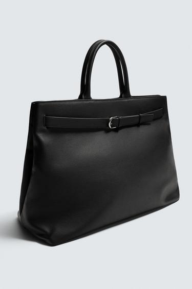 SAC À MAIN EN CUIR AVEC CEINTURE - Noir de Zara
