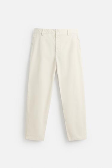 Zara TWILL CHINO PANTS - Oyster-white
