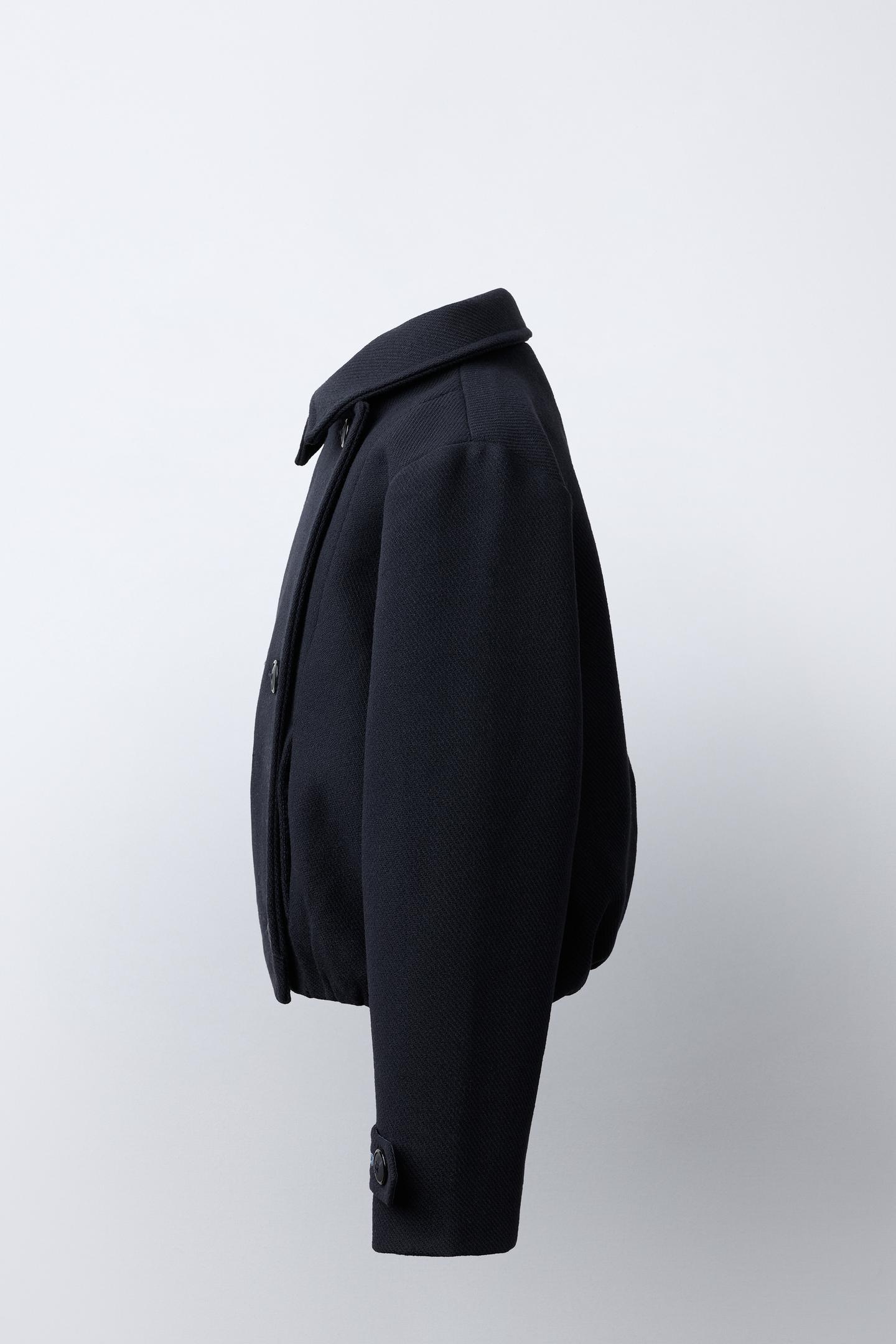 Детское пальто Zara Short Wool-Blend, цвет: Тёмно-синий — фото 4