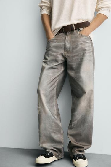 Zaras BAGGY FIT-JEANS MED TRYCK - Blå