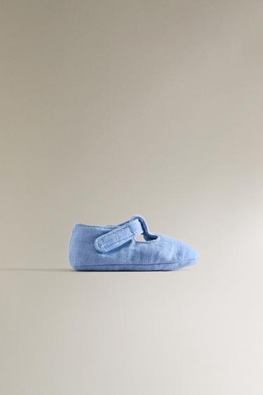 COTTON BOOTIES WITH HOOK-AND-LOOP STRAP - Bluish by Zara - Image 1