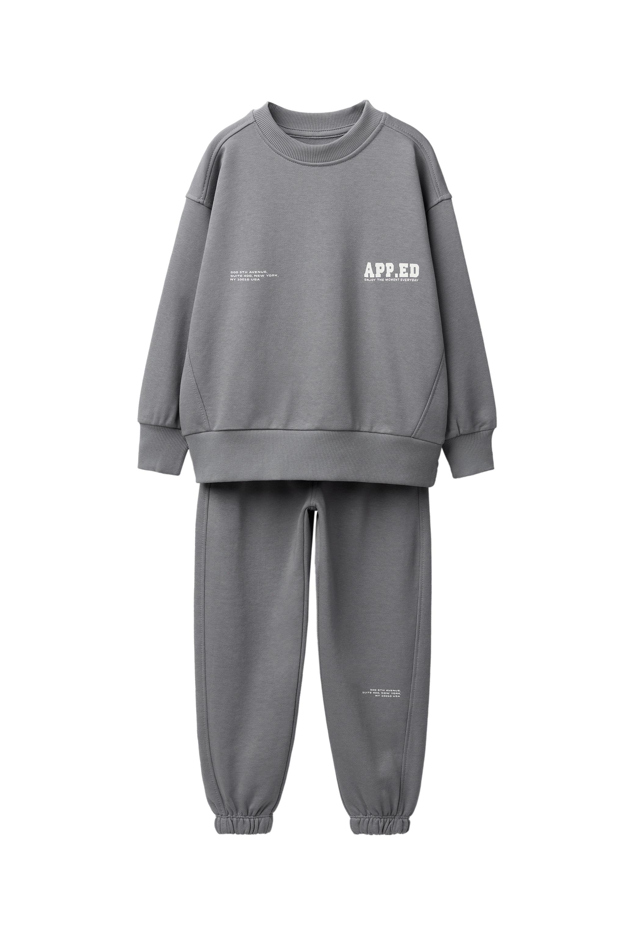 SLOGAN PRINT SWEATSHIRT AND JOGGERS SET - Light grey | ZARA South