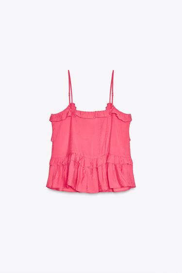 RUFFLED TOP WITH TIES - Coral by Zara - Image 6