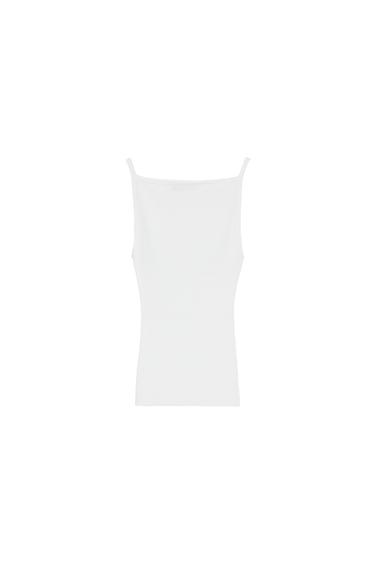 RIBBED KNIT HALTER TOP - White by Zara