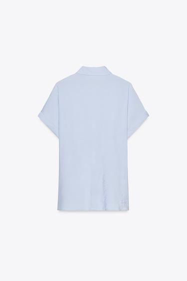 SHORT SLEEVE SHIRT WITH KNOT - Light blue by Zara - Image 6