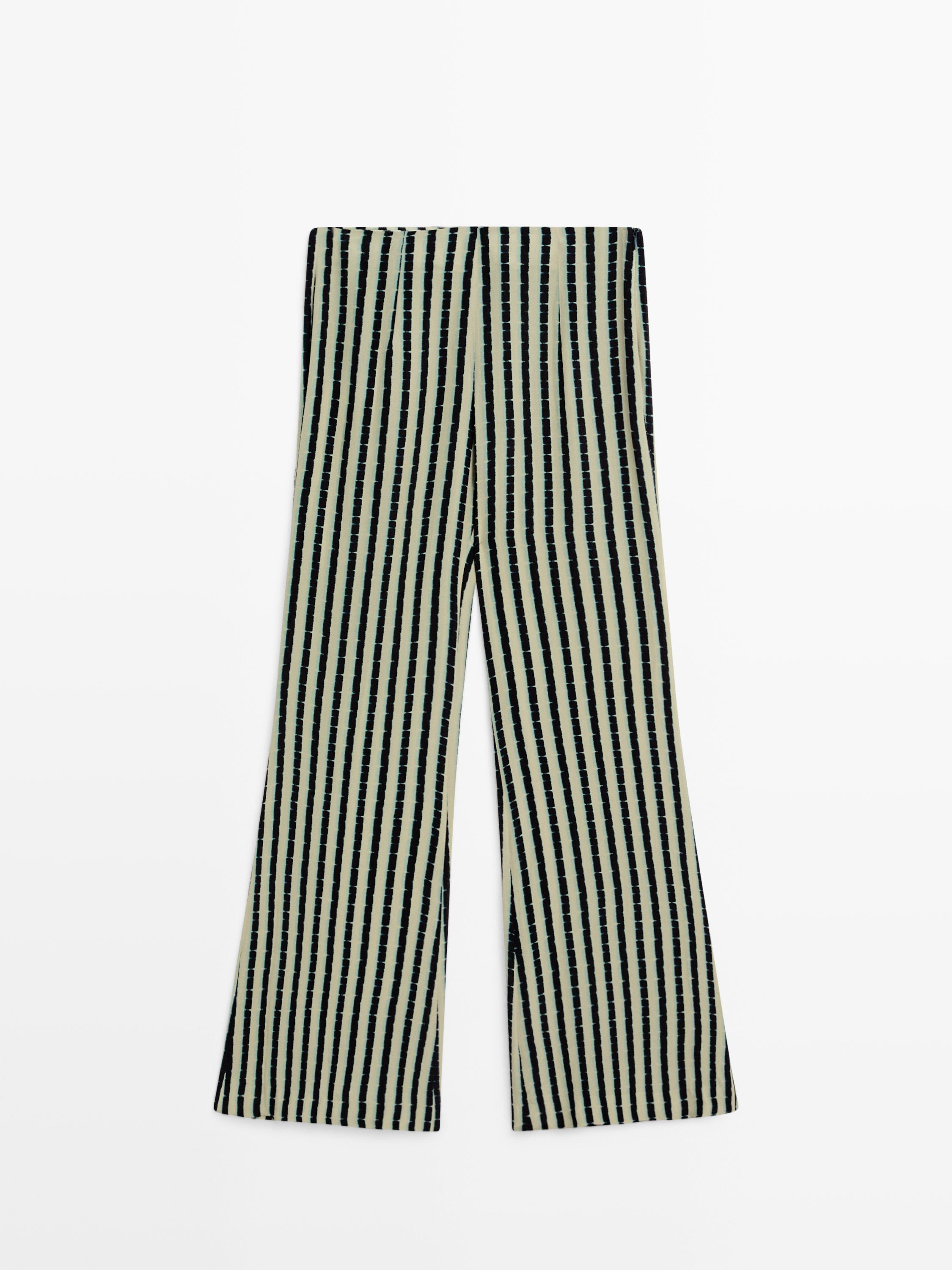 Striped flare fit trousers