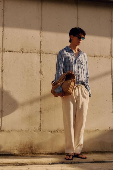 CHECK FLOWING SHIRT - Ink blue by Zara