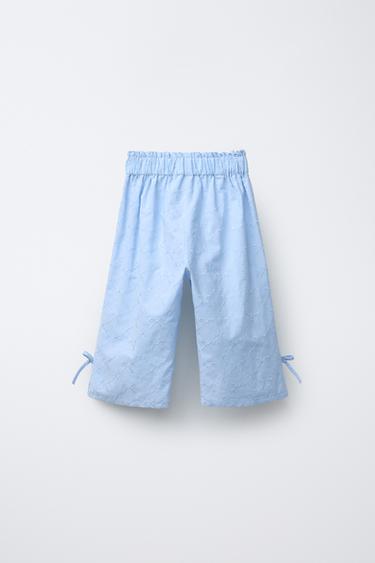PANTALON LACETS BRODÉS - Bleu ciel de Zara - Image 1