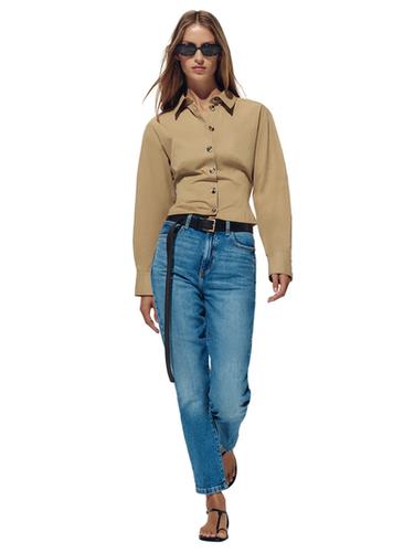 Z.01 MOM FIT HIGH-WAIST JEANS WITH PRESSED CREASE - Mid-blue by Zara