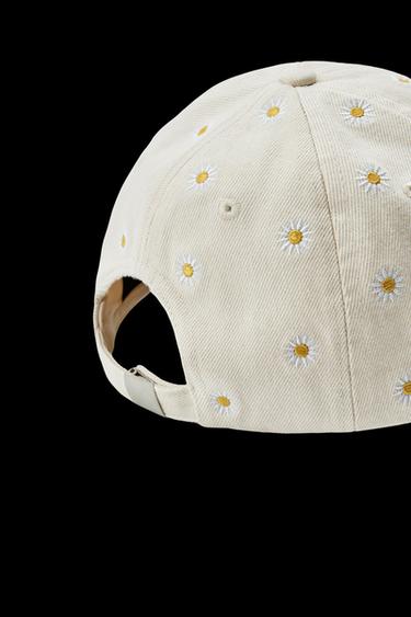 CAP AUS KÖPER MIT BLUMENSTICKEREI - Cremefarben von Zara