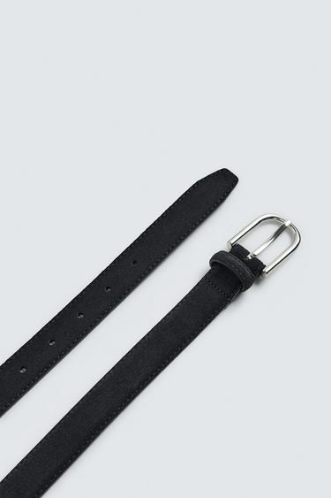 SPLIT SUEDE LEATHER BELT - Navy blue by Zara - Image 1