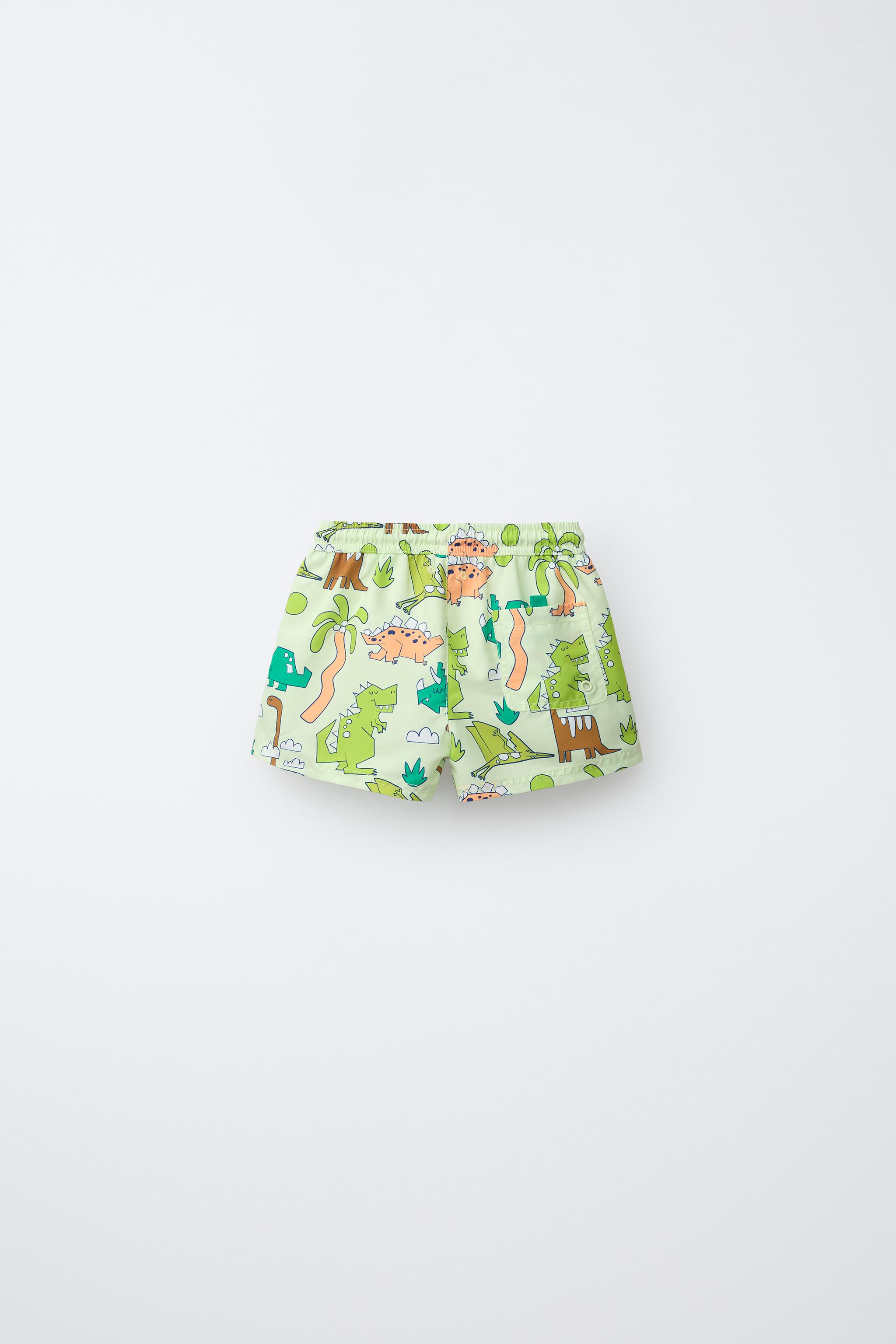 1-6 YEARS/ DINOSAUR SWIM SHORTS — Green