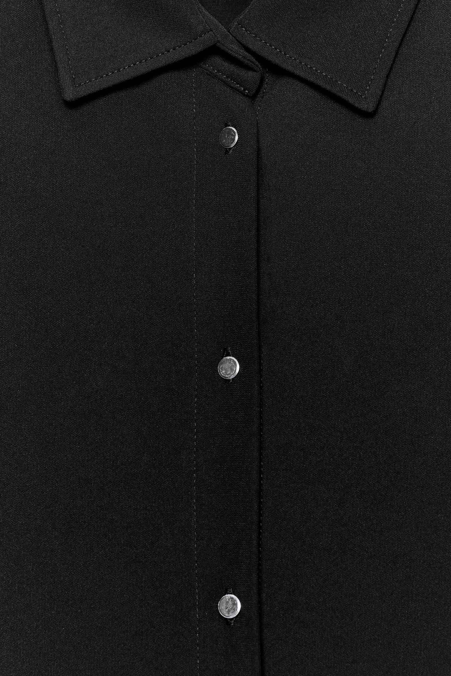 Женская рубашка Zara Gold Button Shirt ZW Collection, цвет: Чёрный — фото 8