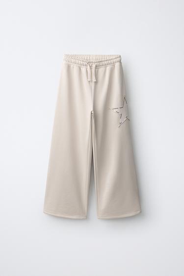 CALÇA WIDE LEG ESTRELA - Cru da Zara - Imagem 0