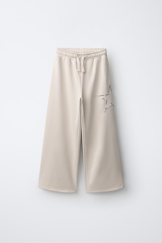 PANTALÓN WIDE LEG ESTRELLA - Crudo de Zara - Imagen 0