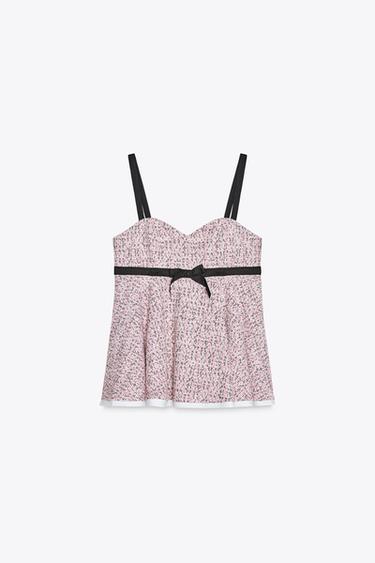 TOP STRUCTURÉ EN MATIÈRES VARIÉES - Rose de Zara