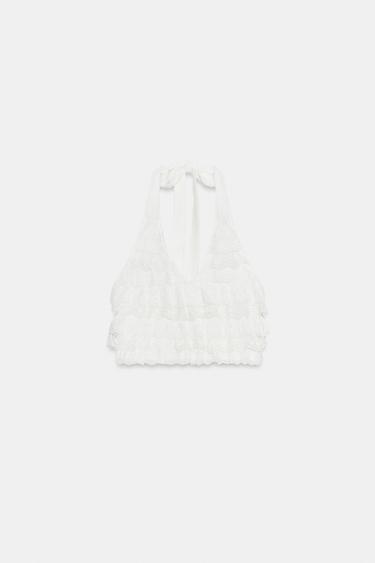 TOP HALTER VOLANTS - Blanc de Zara - Image 6