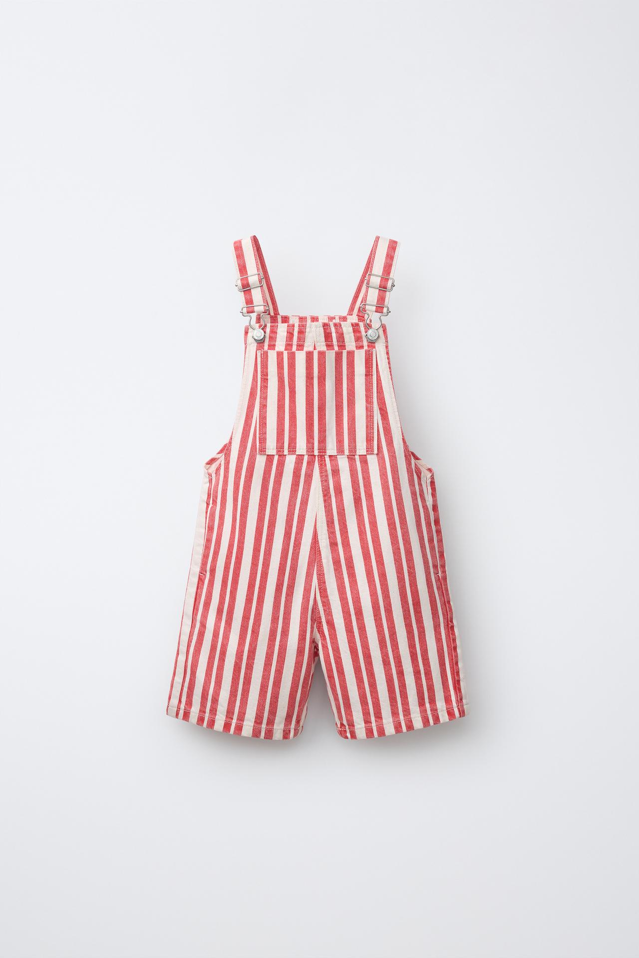 STRIPED SNOOPY PEANUTS™ TWILL OVERALLS — Red Stripe