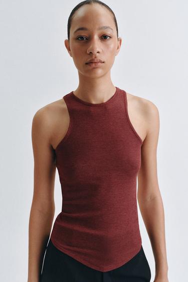 T-SHIRT SANS MANCHES - blanc-orange de Zara