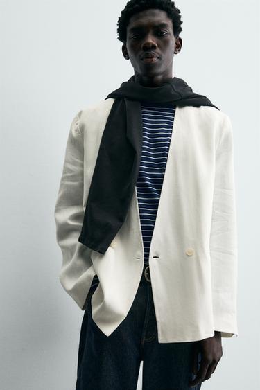 BLAZER TRAJE 100% LINO - Blanco de Zara