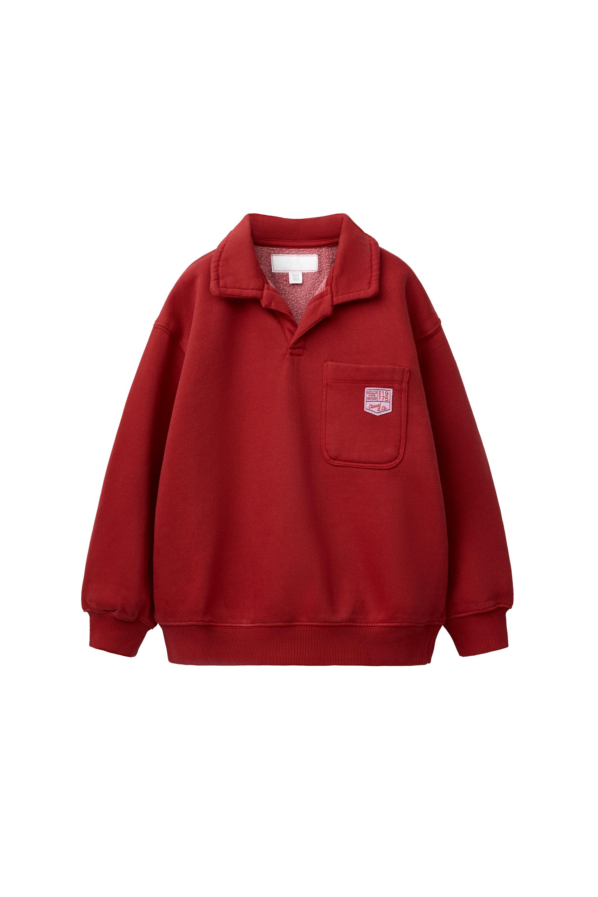 POLO COLLAR POCKET SWEATSHIRT - Intense red | ZARA United States