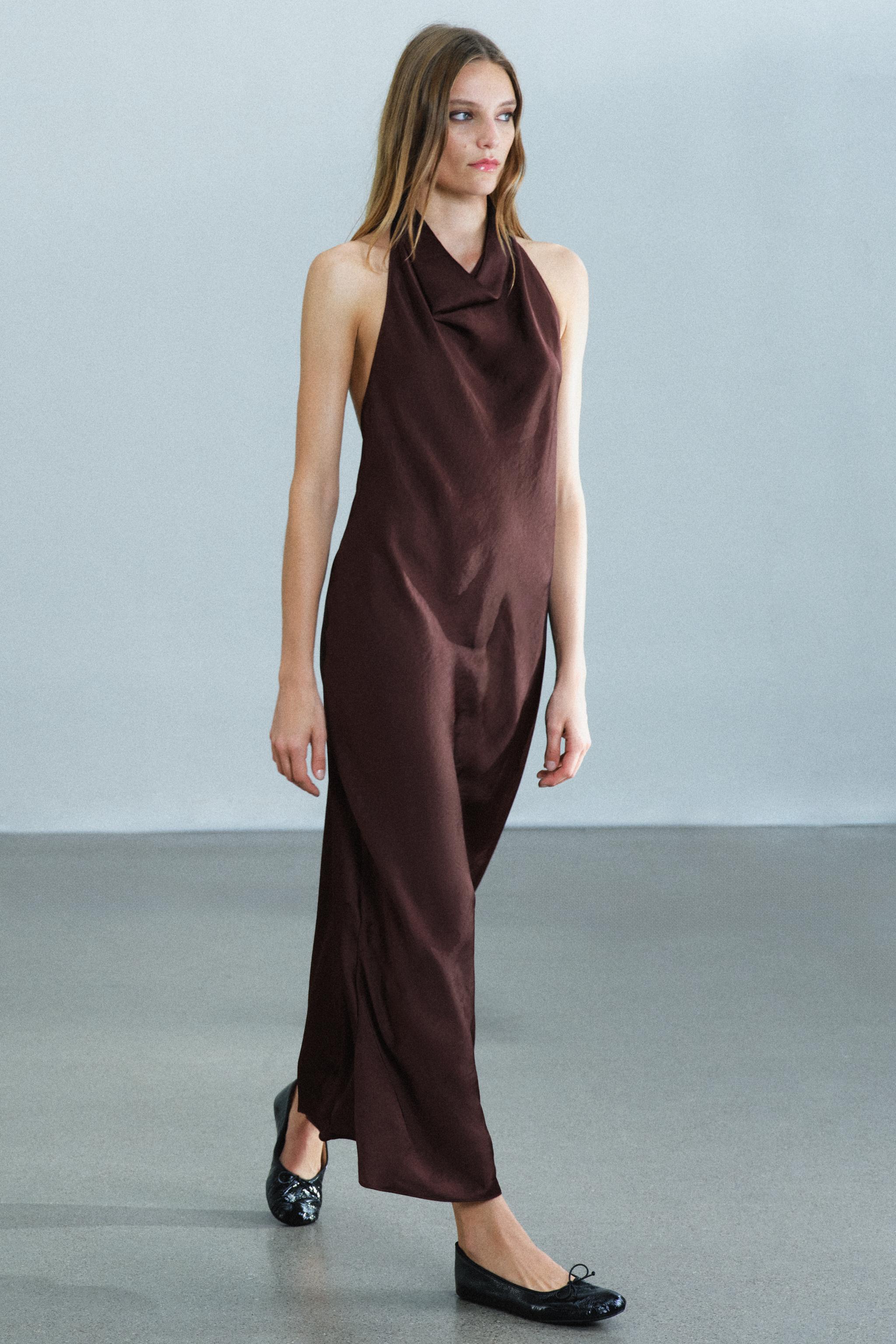 ROBE MI-LONGUE SATINÉE HALTER ZW COLLECTION