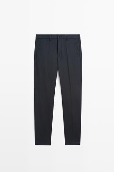 Zara Cotton blend slim fit pants - Navy blue